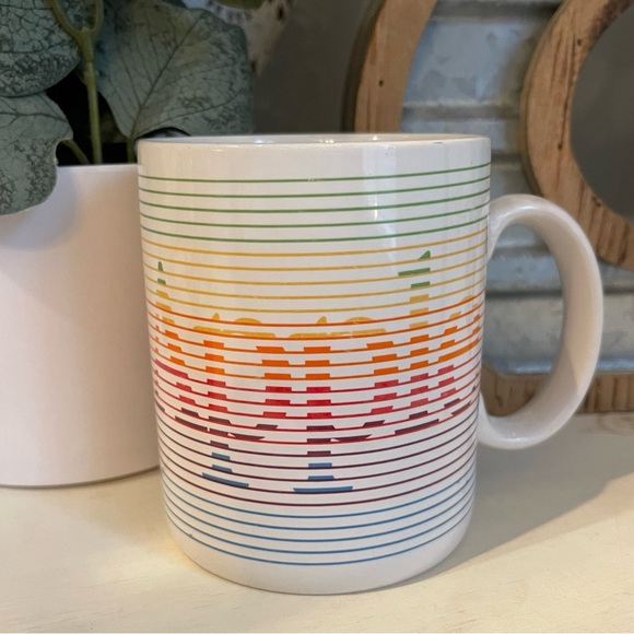 Vintage Apple Macintosh Computers MAC Ceramic Coffee Mug Rainbow USA 1980 RARE - Picture 1 of 9